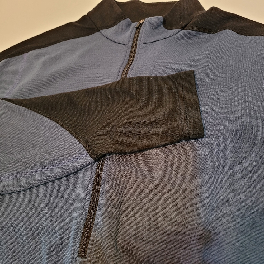 REI Quarter Zip Fleece‎ Pullover Mens Medium Blue Black Colorblock 724894 F05